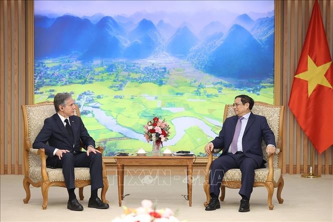 Chuyến thăm của Bộ trưởng Ngoại giao Mỹ diễn ra trong bối cảnh quan hệ Đối tác toàn diện Việt – Mỹ tiếp tục duy trì đà phát triển tích cực. Ảnh: TTXVN