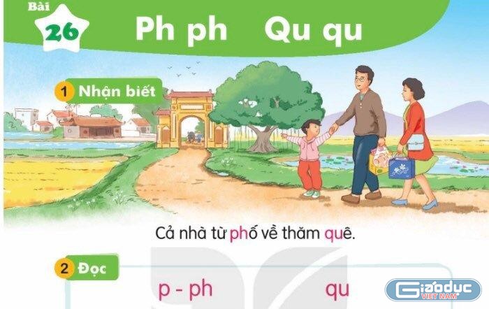 Sách Tiếng Việt 1, Kết nối tri thức với cuộc sống chỉ dạy lướt chữ P, âm &quot;pờ&quot;. (Ảnh: Phan Thế Hoài)