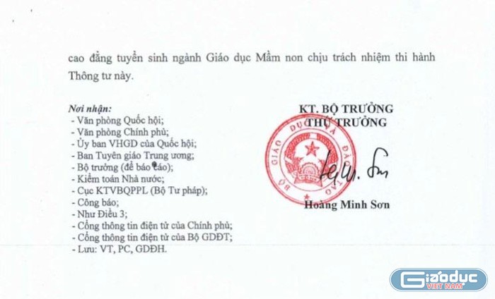 Thông tư số 08/2022/TT-BGDĐT ban hành Quy chế tuyển sinh đại học, tuyển sinh cao đẳng ngành Giáo dục Mầm non. (Ảnh: Cao Nguyên)