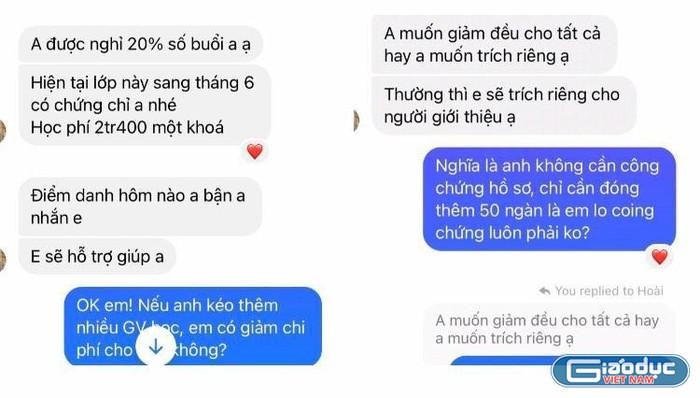 Giáo viên được tiếp thị học chứng chỉ chức danh qua mạng xã hội. (Ảnh: Cao Nguyên)