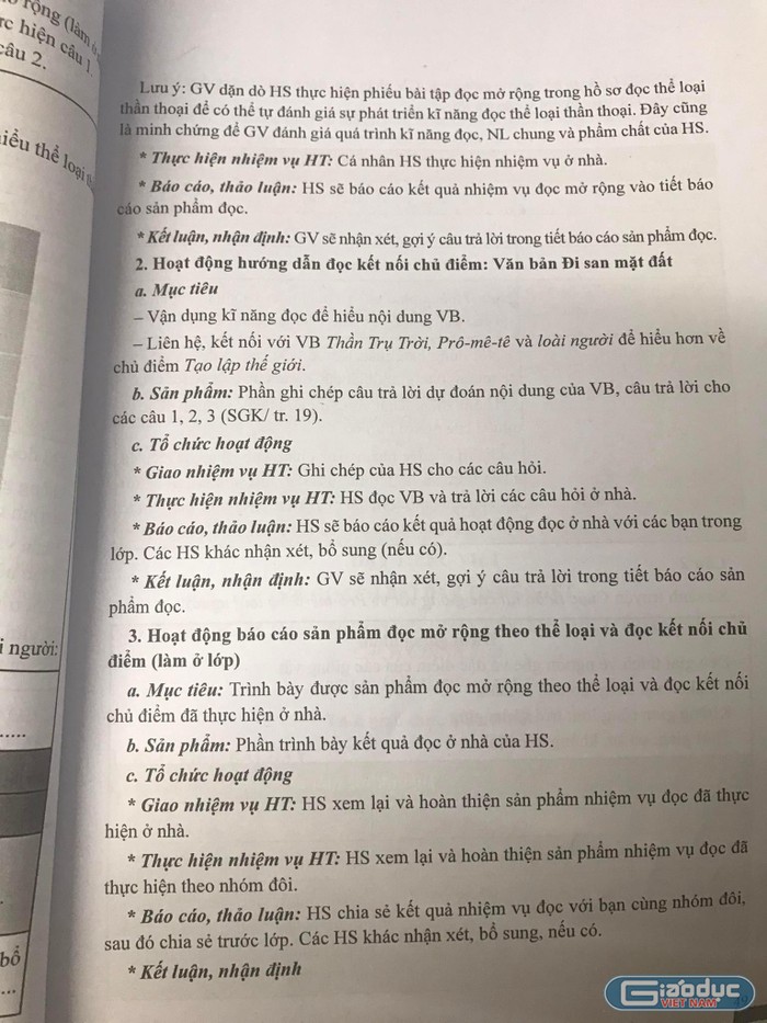 Một kế hoạch bài dạy theo mẫu Công văn 5512. (Ảnh: Ánh Dương)