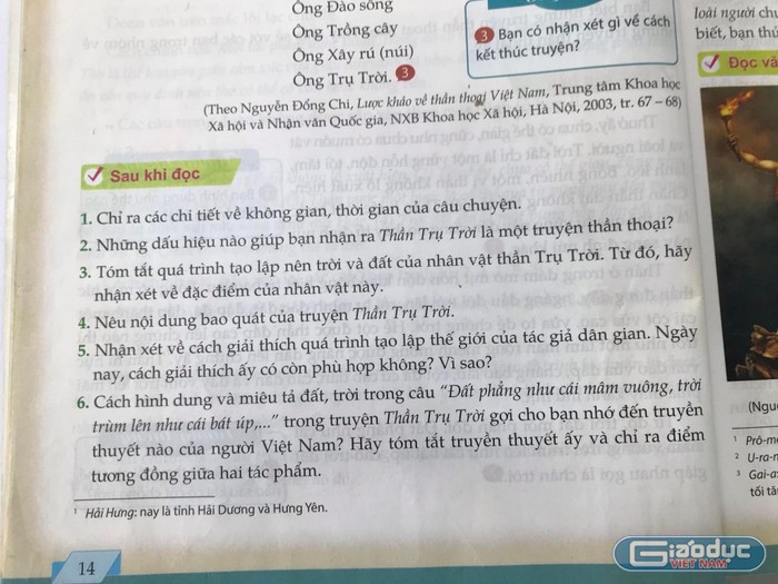 Sách giáo khoa có 6 câu hỏi. (Ảnh: Hương Ly)