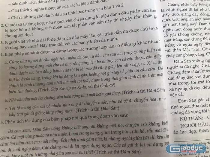 Một số bài tập tiếng Việt trong sách giáo khoa gây khó khăn cho học sinh. (Ảnh: Hương Ly)