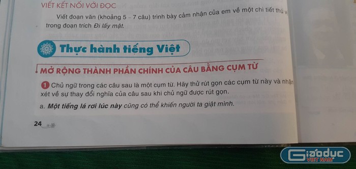 Nội dung 4 bài tập trong sách giáo khoa của giáo viên. (Ảnh: NVCC)