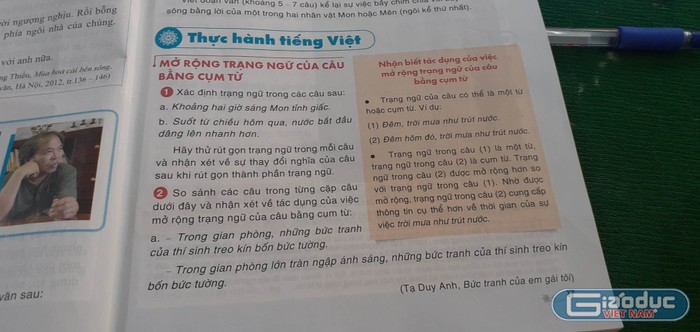 Sách giáo khoa có 2 bài tập. (Ảnh: NVCC)