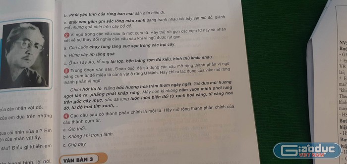 Nội dung 4 bài tập trong sách giáo khoa của học sinh. (Ảnh: NVCC)