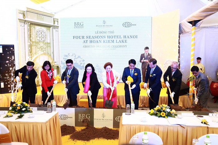 Tập đoàn BRG chính thức động thổ khởi động dự án khách sạn 6 sao Four Seasons Hà Nội. Ảnh: BRG.