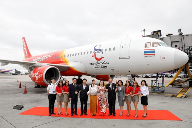 Ra mắt tàu bay mới của Vietjet mang biểu tượng du lịch Thái Lan.