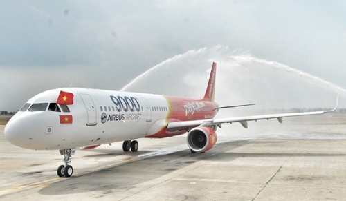 Chiếc tàu bay thứ 9.000 của Airbus được mua bởi hãng Vietjet. Ảnh: Vietjet.