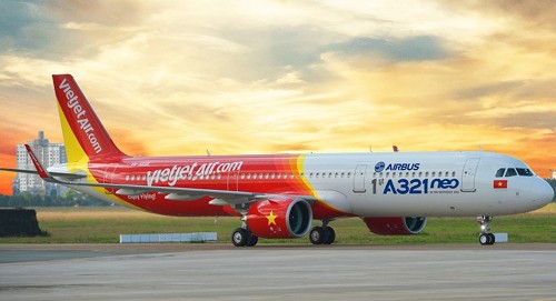 Tàu bay A321neo đầu tiên của Đông Nam Á gia nhập đội tàu bay của Vietjet. Ảnh: Vietjet.