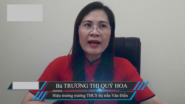 Cô Trương Thị Quý Hoa, Hiệu trưởng Trường Trung học cơ sở Thị trấn Văn Điển từ chối trả lời báo chí và cũng không bình luận gì về thông tin phụ huynh phản ánh. Ảnh: Người Đưa Tin.