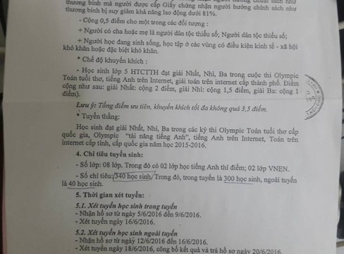 Kế hoạch tuyển sinh lớp 6 ban đầu của trường Nguyễn Du chỉ có 340 học sinh (ảnh: P.L)