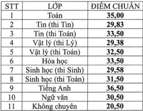 Điểm chuẩn của Trường phổ thông Năng khiếu - cơ sở 1 (ảnh: P.L)