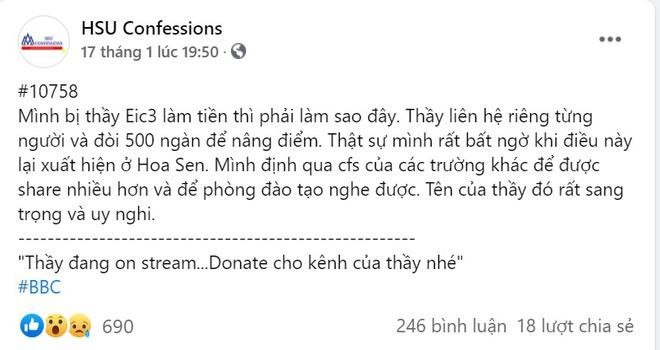 Thông tin tố của sinh viên qua diễn đàn của trường (ảnh chụp màn hình)