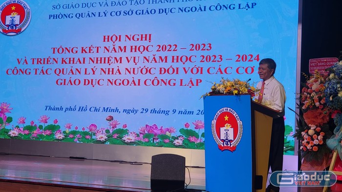 Ông Nguyễn Văn Hiếu - Giám đốc Sở Giáo dục và Đào tạo Thành phố Hồ Chí Minh phát biểu chỉ đạo tại hội nghị (ảnh: V.D)