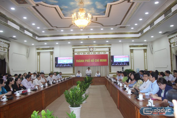 Toàn cảnh điểm cầu tổ chức tại Ủy ban Nhân dân Thành phố Hồ Chí Minh (Ảnh: V.D)