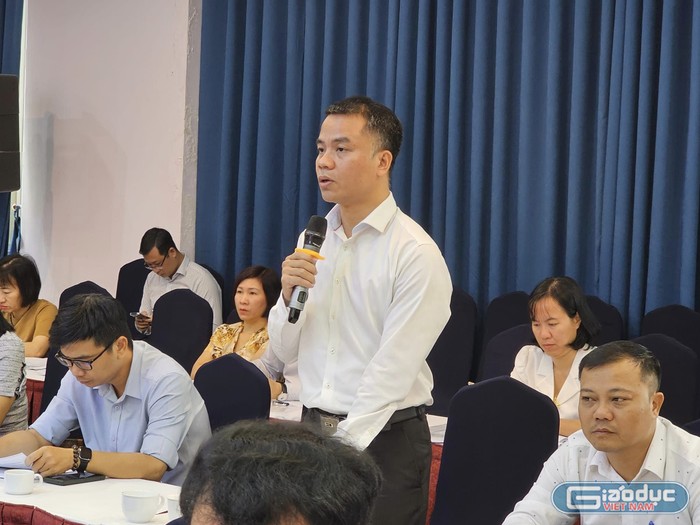 Thạc sĩ Nguyễn Hải Ninh - Phó Hiệu trưởng Trường Đại học Hoa Sen phát biểu tại hội thảo (ảnh: V.D)
