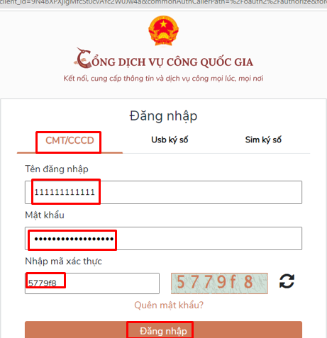 Màn hình đăng nhập hệ thống.