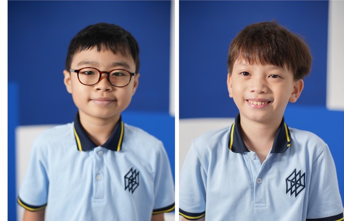 Hai học sinh lớp 3 Khuất Minh Khôi (bên trái) và Nguyễn Minh Khôi đã tham dự Giải vô địch VEX IQ Robotics toàn quốc năm 2023.