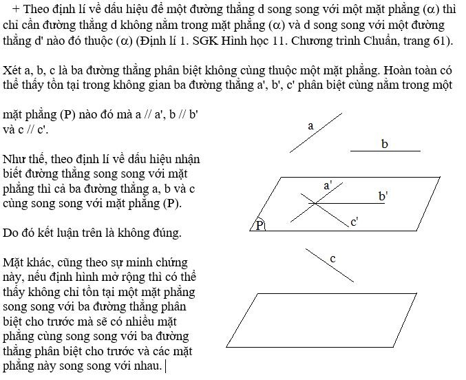 Thầy Trần Trí Dũng chứng minh khẳng định trong trang 87 sách giáo khoa Hình học 11-Chương trình Nâng cao-Ban Khoa học tự nhiên là sai.