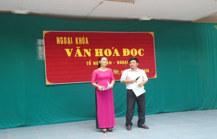 Ngoại khóa &quot;Văn hóa đọc&quot; ở Trường trung học phổ thông Vĩnh Yên tháng 12 /2016. (Ảnh Văn Lự)