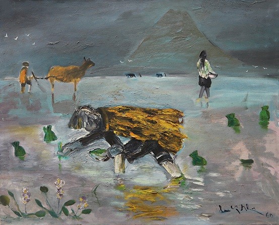 Đi cấy (1960) - Sơn dầu trên toan - 81x100cm. Nguồn ảnh: Tư liệu của G39 và nhà sưu tập