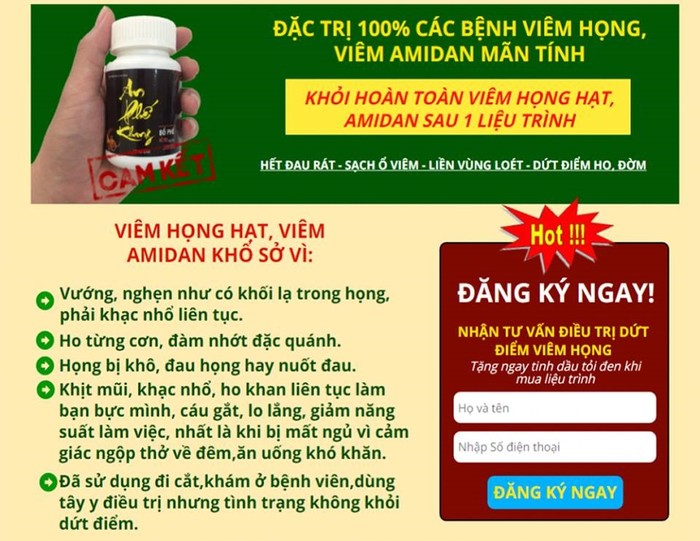 Một mẫu quảng cáo thực phẩm chức năng “nổ tung trời” với những mỹ từ như “đặc trị 100%” hay “khỏi hoàn toàn sau 1 liệu trình“.