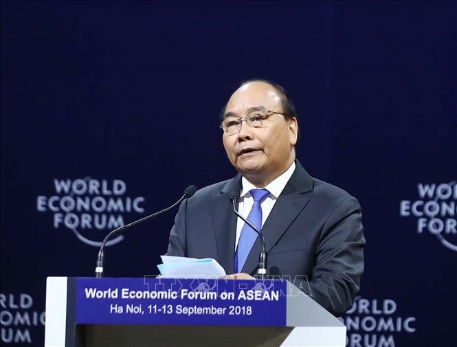 Thủ tướng Nguyễn Xuân Phúc phát biểu khai mạc WEF ASEAN 2018. Ảnh: Thống Nhất/TTXVN