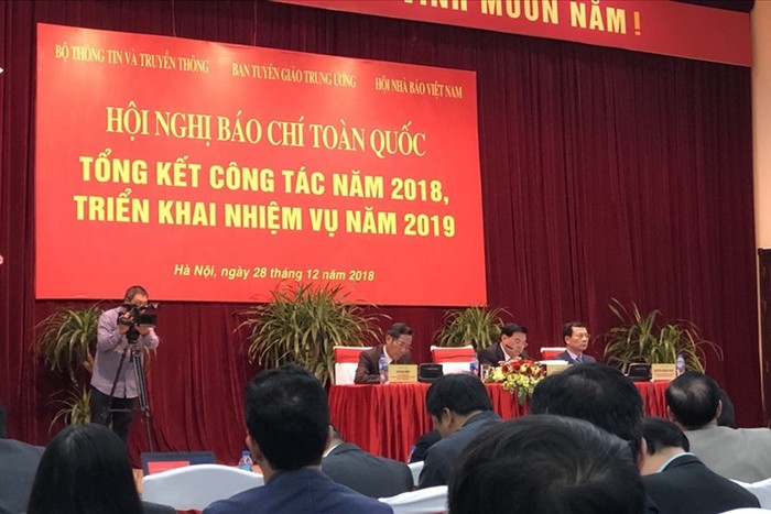 Quang cảnh Hội nghị Báo chí toàn quốc tổng kết năm 2018, triển khai nhiệm vụ năm 2019. Ảnh: Thành Trung/Laodong.vn