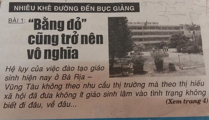 Ảnh chụp bài báo viết về thầy Phạm Đức Khương cách đây 10 năm