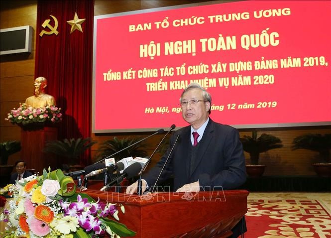 Đồng chí Trần Quốc Vượng, Ủy viên Bộ Chính trị, Thường trực Ban Bí thư phát biểu chỉ đạo hội nghị. Ảnh: Phương Hoa/TTXVN