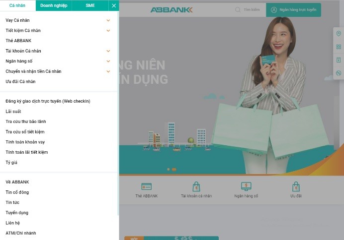 Chỉ cần 2 đến 3 thao tác là người dùng đã tiếp cận được các sản phẩm của ABBANK