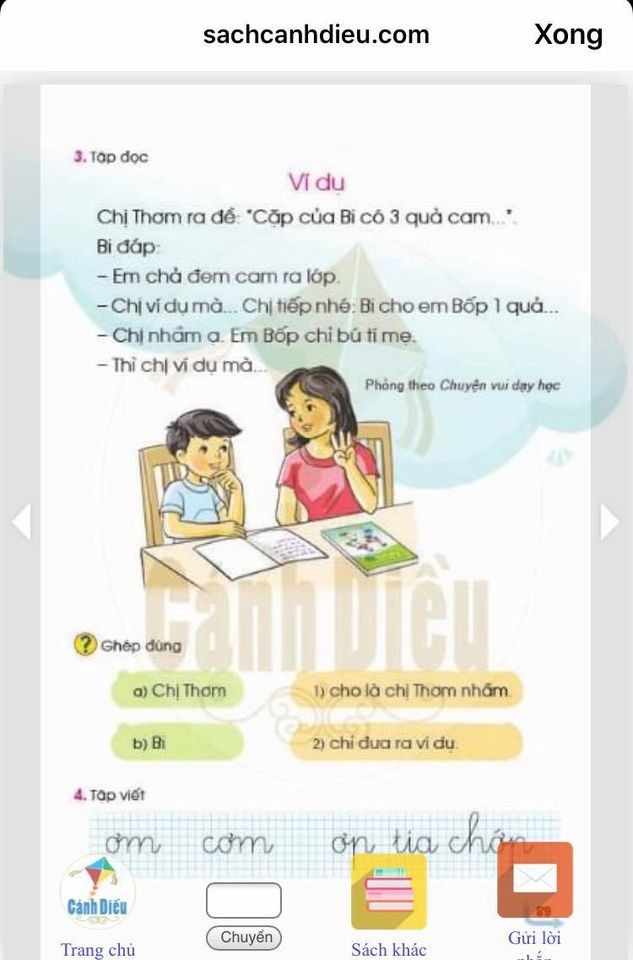 (Ảnh chụp màn hình sách Tiếng Việt 1 – bộ Cánh Diều)