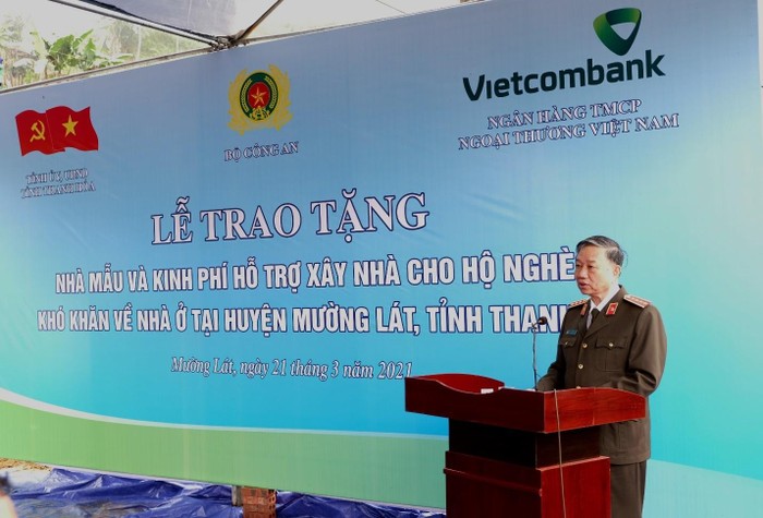 Đại tướng Tô Lâm Ủy viên Bộ Chính trị, Bộ trưởng Bộ Công an phát biểu tại buổi lễ