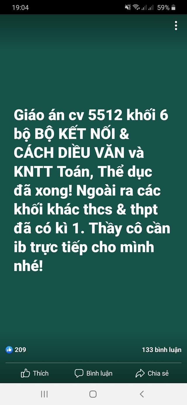 Kế hoạch bài dạy theo Công văn 5512/BGDĐT-GDTrH đã được rao bán tràn lan trên mạng xã hội