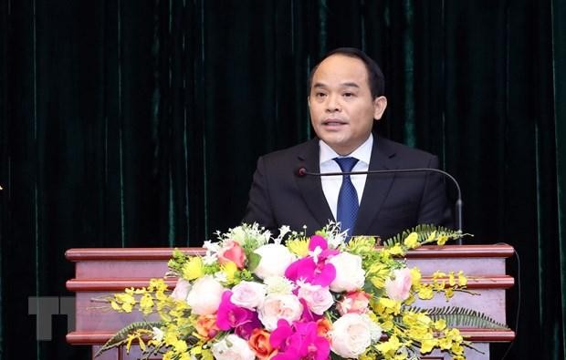 Bí thư Tỉnh ủy Lạng Sơn nhiệm kỳ 2020-2025 Nguyễn Quốc Đoàn phát biểu tại Hội nghị. (Ảnh: Anh Tuấn/TTXVN)