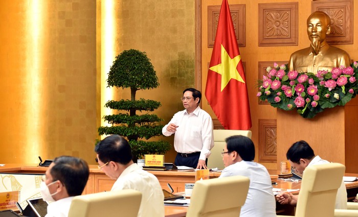 Thủ tướng Phạm Minh Chính nhấn mạnh, cách ly là để lo cho dân, vì sức khỏe và tính mạng của nhân dân. - Ảnh: VGP/Nhật Bắc