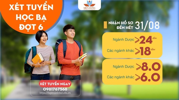 Trường Đại học Công nghệ Miền Đông nhận hồ sơ xét tuyển học bạ đợt 6 đến ngày 31/8 ở cả 11 ngành học