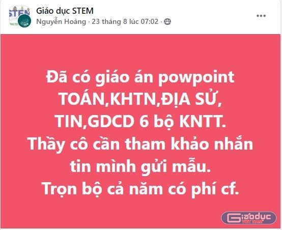 Rao bán giáo án Powerpoint trên mạng xã hội (Ảnh chụp màn hình)