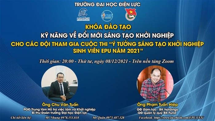 Trung tâm Hỗ trợ việc làm và Khởi nghiệp phối hợp cùng Ban Chấp hành Đoàn trường Đại học Điện lực tổ chức thành công khóa đào tạo kỹ năng về đổi mới sáng tạo khởi nghiệp trên nền tảng trực tuyến.