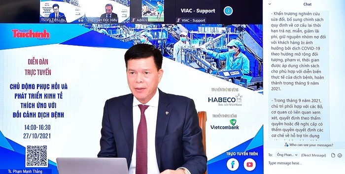 Ông Phạm Mạnh Thắng – Phó Tổng giám đốc Vietcombank, với tư cách diễn giả tại Diễn đàn đã tư vấn, trả lời rất nhiều các câu hỏi/vấn đề được đông đảo các diễn giả và khán giả quan tâm