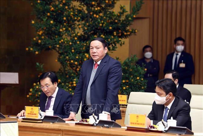 Bộ trưởng Bộ Văn hóa, Thể thao và Du lịch Nguyễn Văn Hùng phát biểu. Ảnh: Phạm Kiên/TTXVN