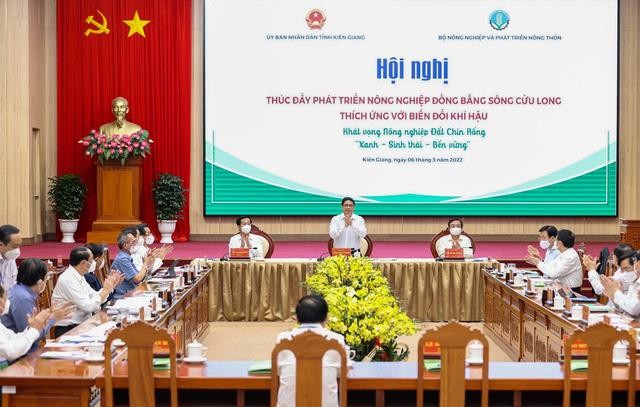 Thủ tướng Phạm Minh Chính chủ trì Hội nghị có ý nghĩa quan trọng đối với sự phát triển nông nghiệp đồng bằng sông Cửu Long. Ảnh TTXVN