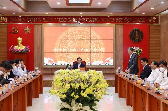 Bí thư Tỉnh ủy Khánh Hòa Nguyễn Hải Ninh phát biểu tại cuộc làm việc. Ảnh: VGP