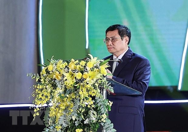 Thủ tướng Phạm Minh Chính phát biểu tại lễ khai mạc Festival trái cây và sản phẩm OCOP Việt Nam năm 2022. (Ảnh: Dương Giang/TTXVN)