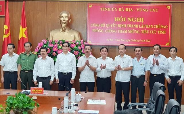 Ban Chỉ đạo phòng, chống tham nhũng, tiêu cực tỉnh Bà Rịa-Vũng Tàu gồm 15 thành viên, đồng chí Phạm Viết Thanh, Ủy viên Trung ương Đảng, Bí thư Tỉnh ủy, Chủ tịch Hội đồng nhân dân tỉnh Bà Rịa-Vũng Tàu làm Trưởng ban chỉ đạo