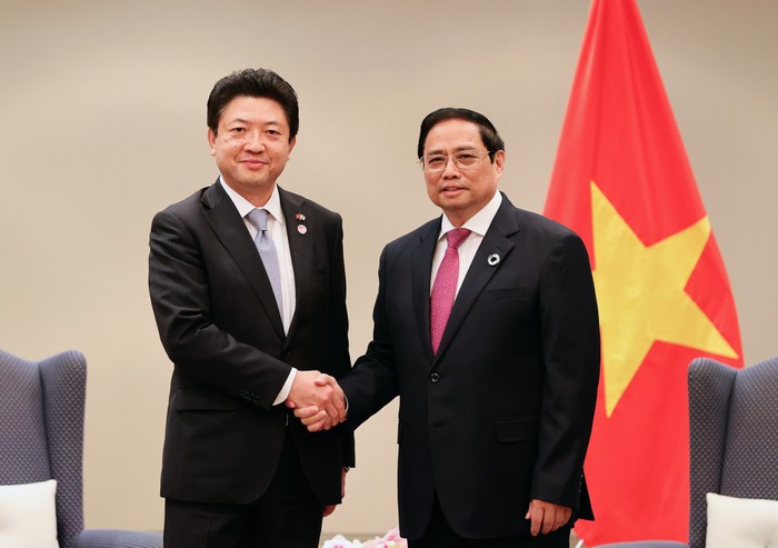 Thủ tướng Phạm Minh Chính tiếp ông Akio Yoshida, Chủ tịch điều hành Tập đoàn AEON - Ảnh: VGP/Nhật Bắc