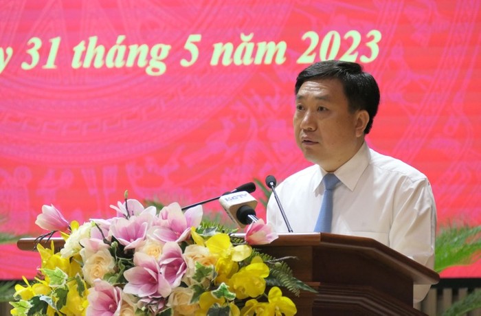 Đồng chí Nguyễn Mạnh Dũng, Quyền Bí thư Tỉnh ủy Hà Giang phát biểu nhận nhiệm vụ.