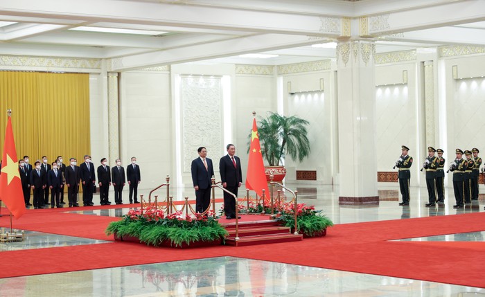 Đây là chuyến thăm chính thức Trung Quốc đầu tiên của Thủ tướng Phạm Minh Chính, cũng là chuyến thăm chính thức tới Trung Quốc đầu tiên của Thủ tướng Chính phủ Việt Nam sau 7 năm. Ảnh: VGP/Nhật Bắc