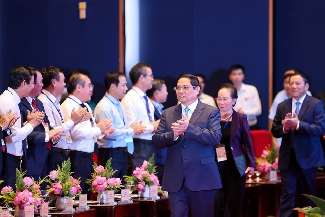 Thủ tướng Phạm Minh Chính dự Hội nghị Tuyên dương gương điển hình tiên tiến trong lĩnh vực văn hoá toàn quốc năm 2023. Ảnh: VGP/Nhật Bắc